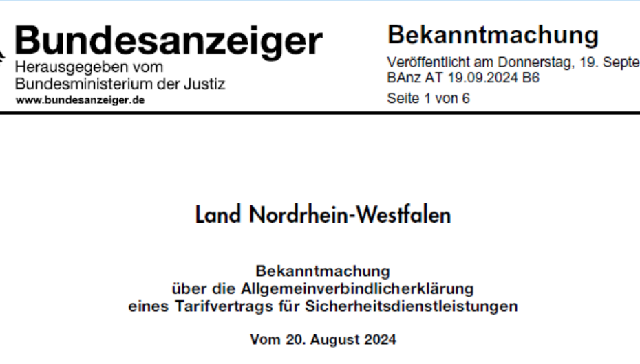 Lohntarifvertrag in NRW ist allgemeinverbindlich